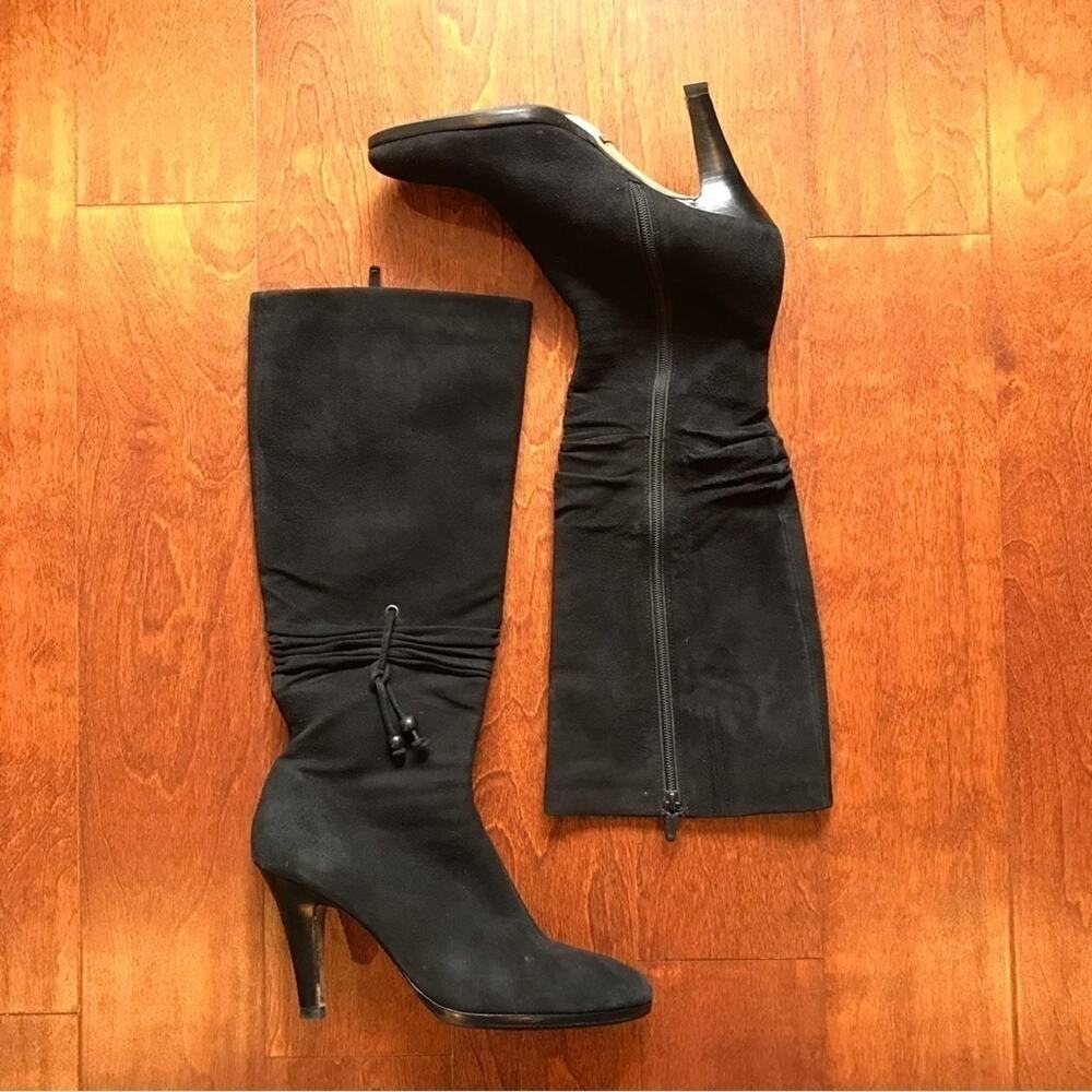 Cole Haan Nike Air, “Latasha” Tall Heeled Boots, Black Suede, Size 9